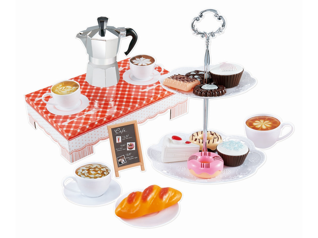 Gioco caffe e pasticcini con moka