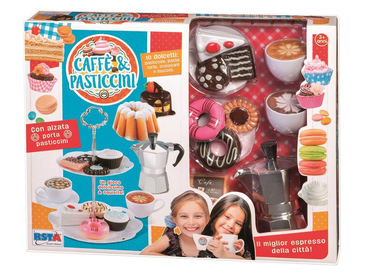 Gioco caffe e pasticcini con moka