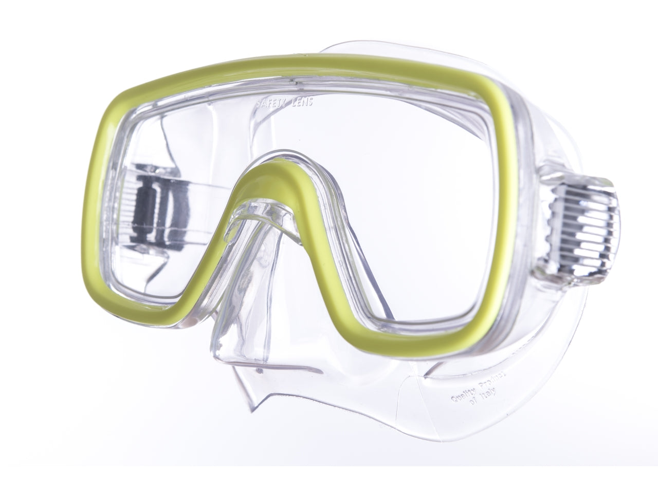 Maschera sub Domino junior misura small trasparente/giallo con astuccio in pvc