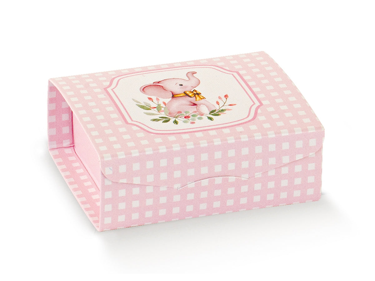 Elefantino rosa scatola gift 7x7x3cm