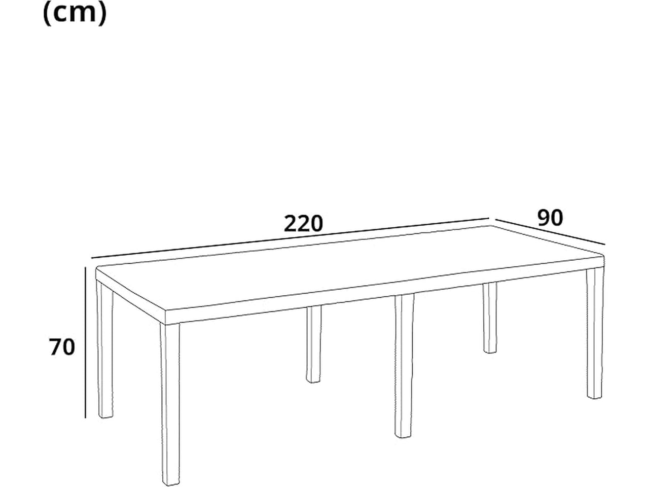 Tavolo plp rettangolare queen antracite 220x90x72cm