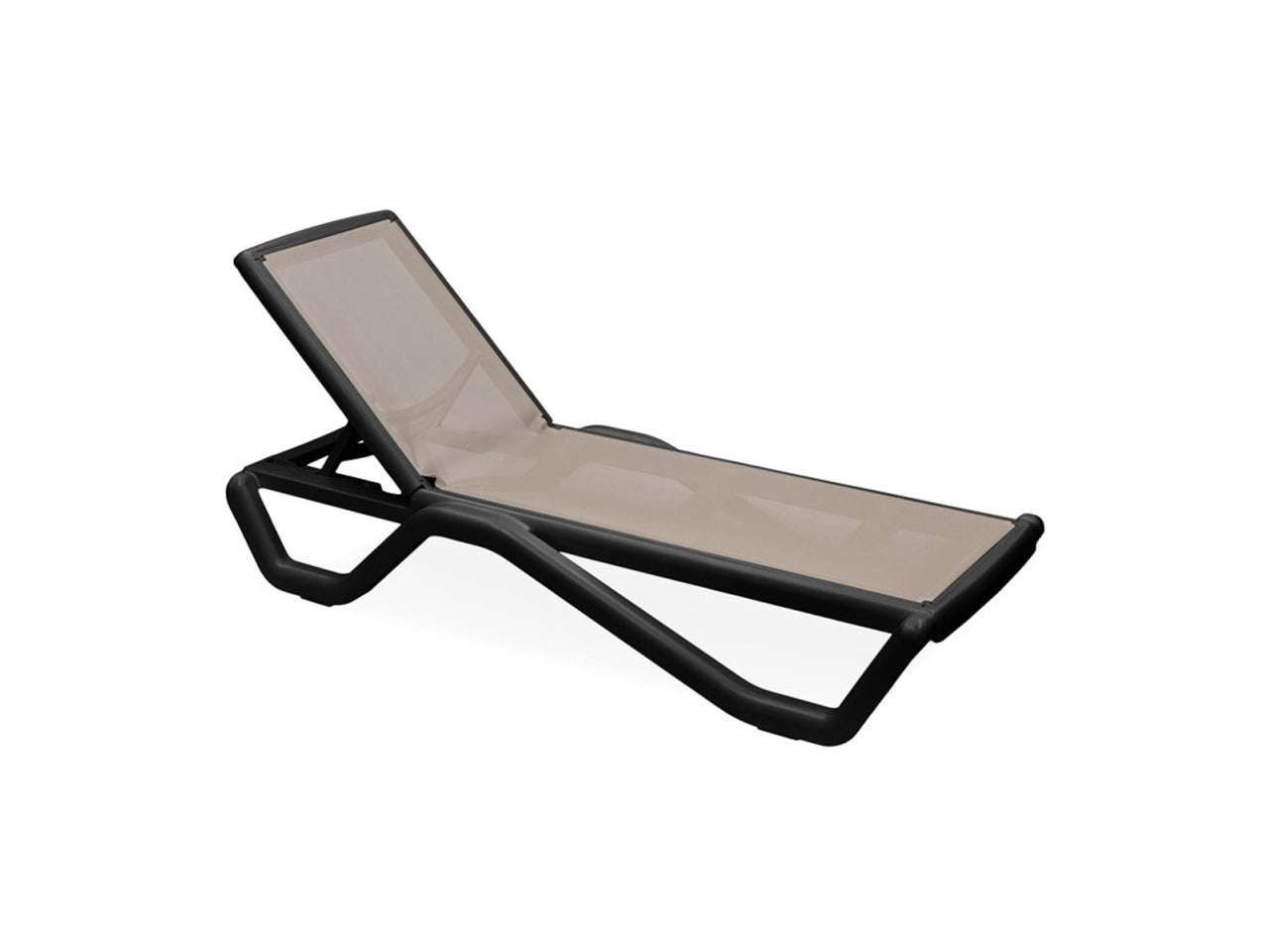 Lettino plp goa antracite con tessuto taupe 57x191x30/90cm