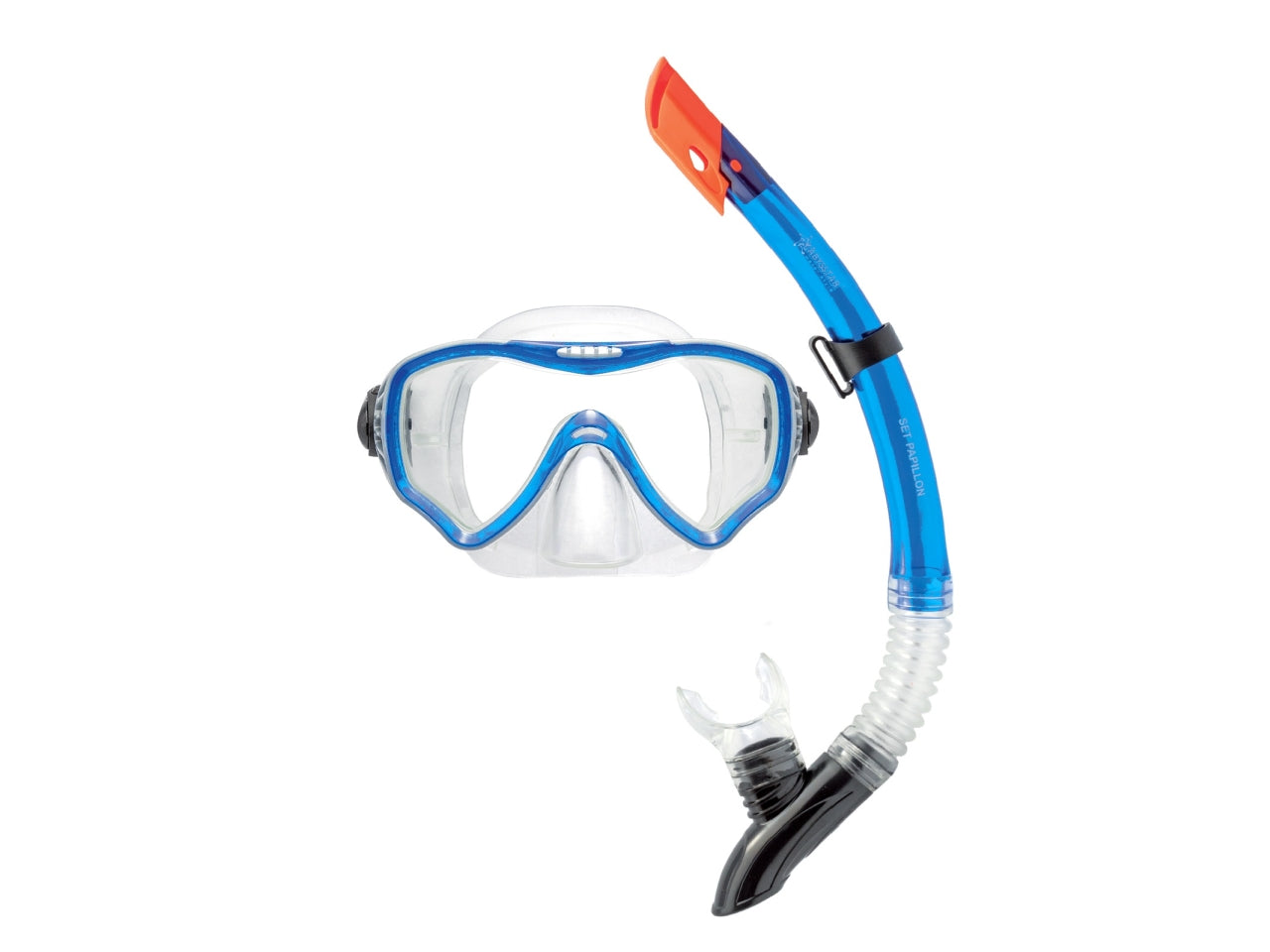Machera e boccaglio Papillon senior celeste in pvc