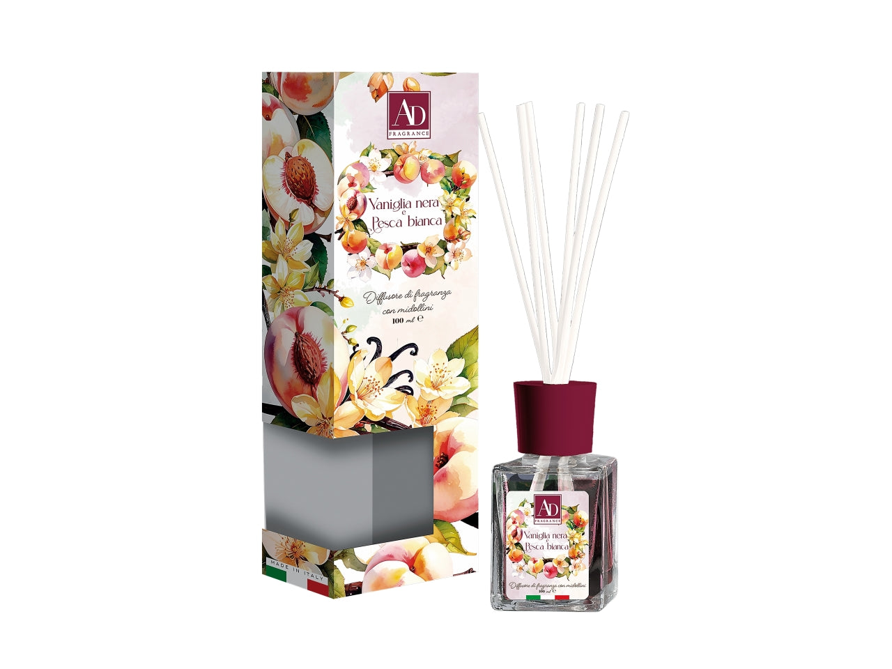 Diffusore con bastoncini da 100ml vaniglia e pesca