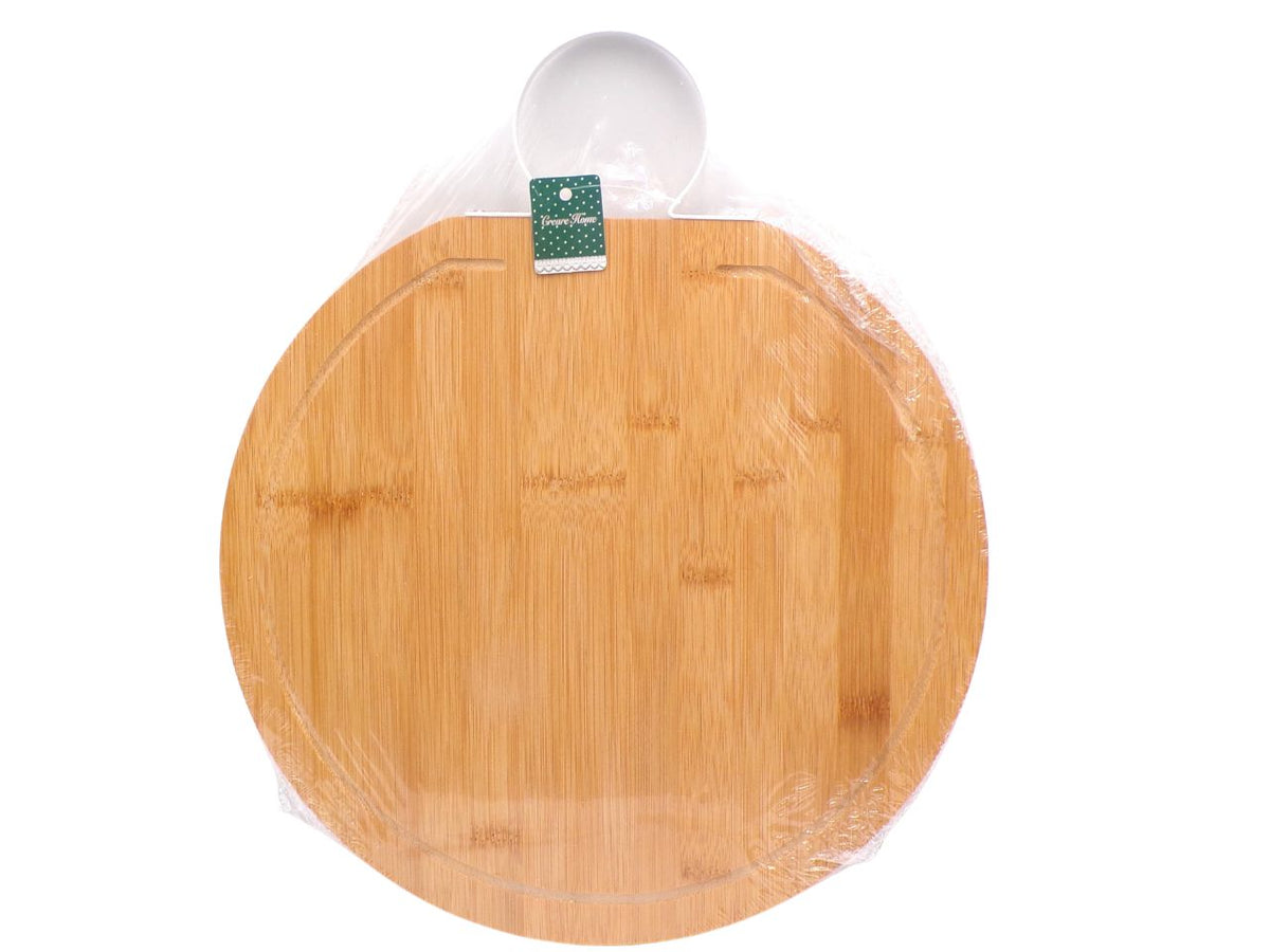 Tagliere in legno 39x33cm con manico rotondo