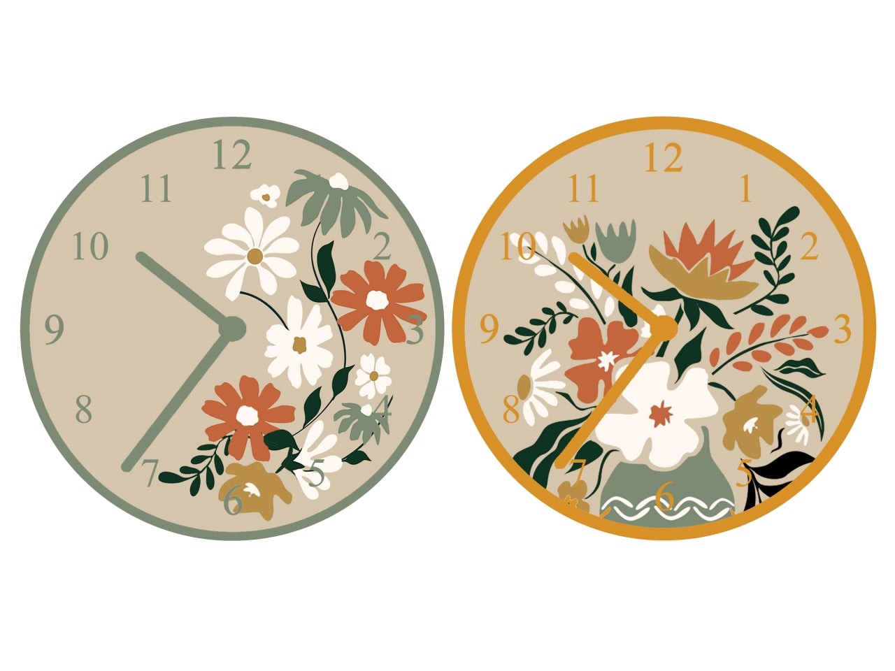 Orologio tela d.50cm disegni assortiti flora