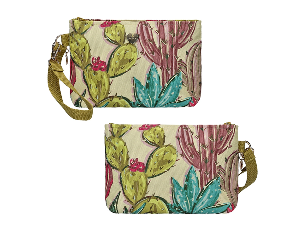 pochette tessuto con stampa 21x6x18cm verde