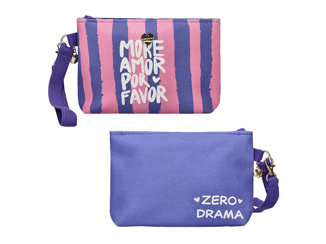 pochette tessuto con stampa 21x6x18cm viola