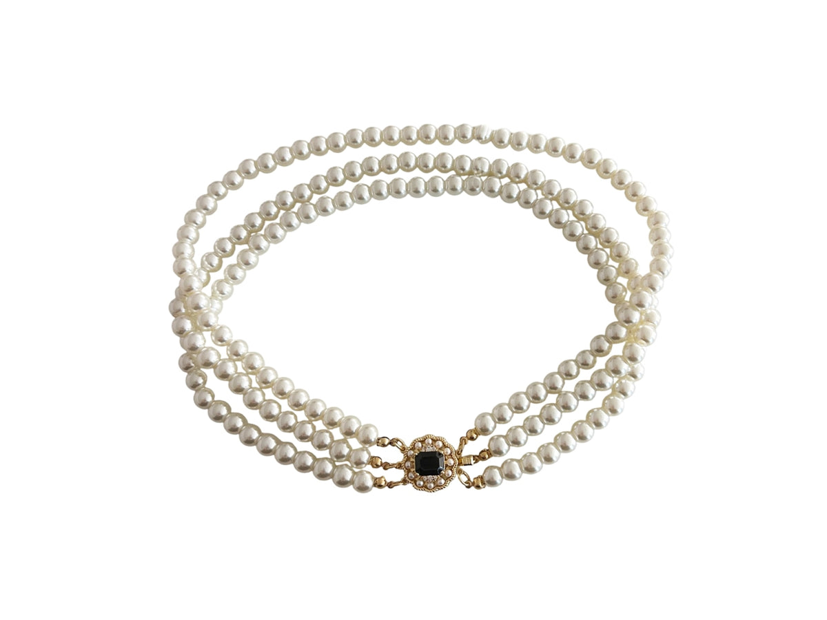 Collana corta 3 fili perla