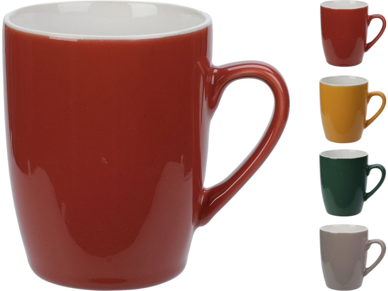Tazza in gres con capacitÃ  di 380ml. Dimensioni: diametro base 6,3cm, diametro superiore 8,7cm, altezza 10,3cm. Disponibile in 4 colori pepper assortiti