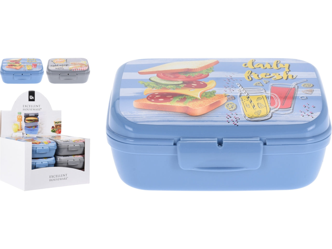 Lunchbox in PP con capacitÃ  di 1000ml in 2 colori assortiti con design sandwich