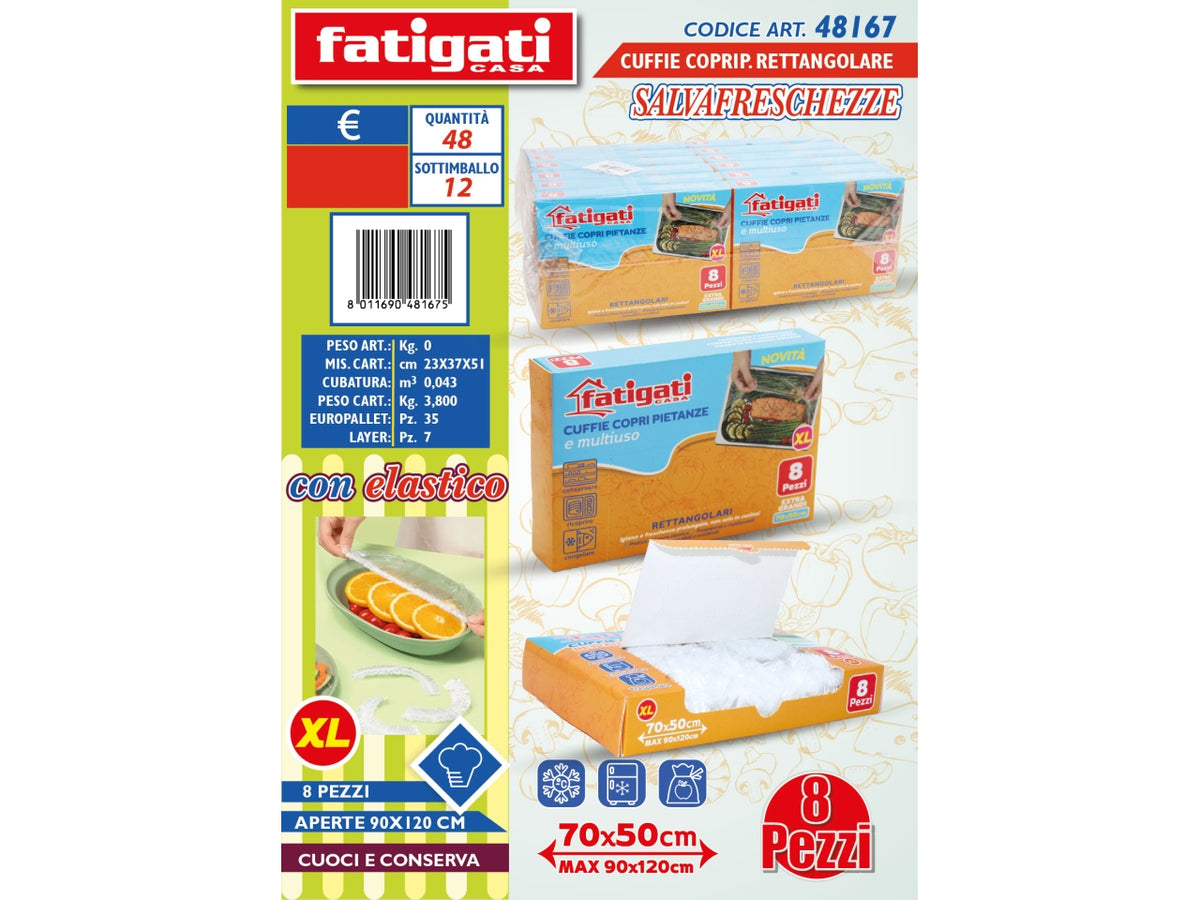 Cuffie copri pietanze con elastico trasparente set da8 cuffie