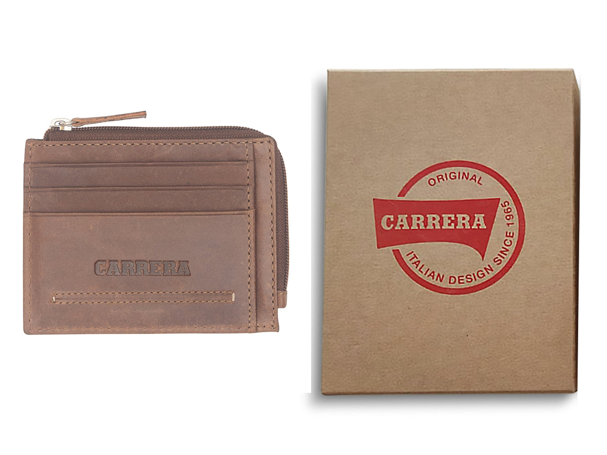 Portacarte Carrera Key West con cerniera marrone scuro