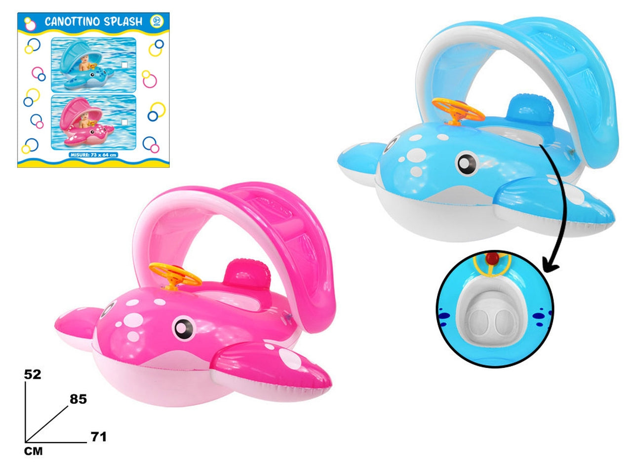 Canottino Splash con cappottina 73x64cm in colori assortiti