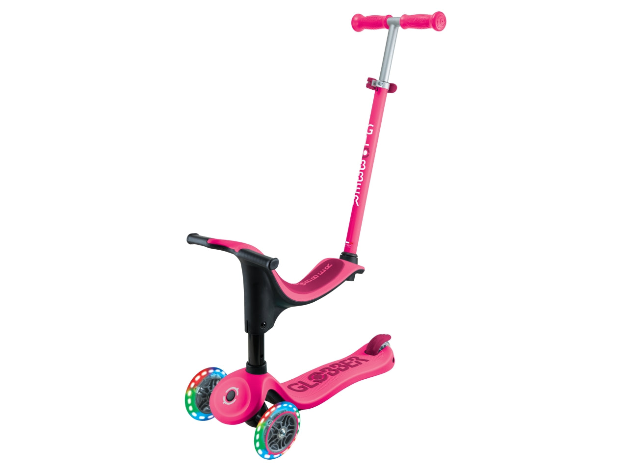 Globber monopattino cavalcabile go-up di colore rosa/fucsia