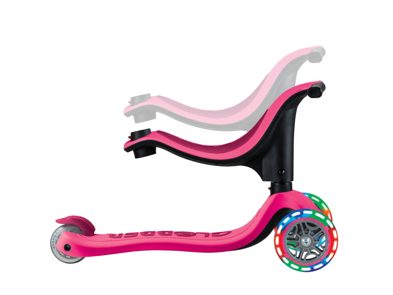 Globber monopattino cavalcabile go-up di colore rosa/fucsia