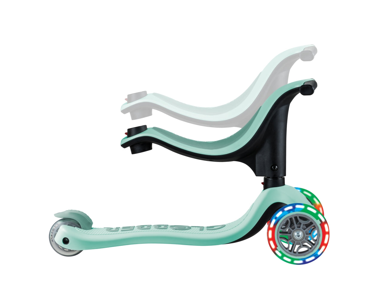 Globber monopattino cavalcabile go-up di colore menta/pistacchio