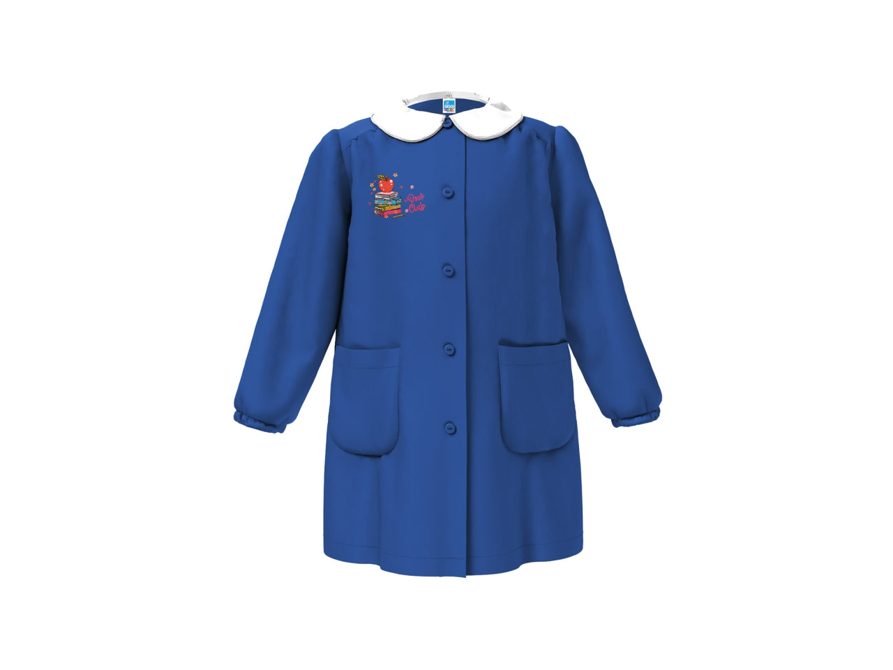 Grembiule scuola bimba blu con bottoni, taglia 10 anni altezza 140cm
