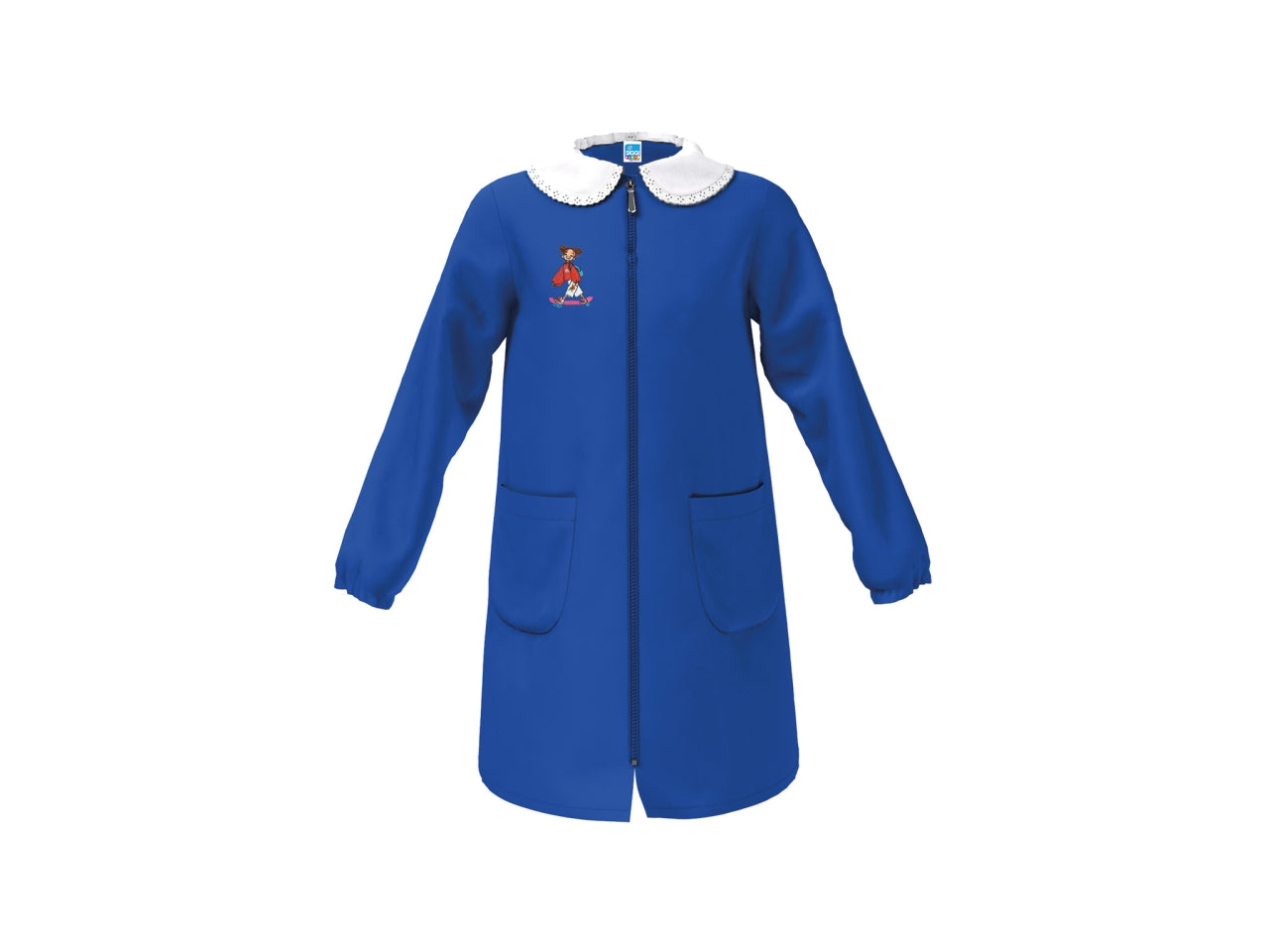 Grembiule scuola bimba blu con cerniera, taglia 7 anni