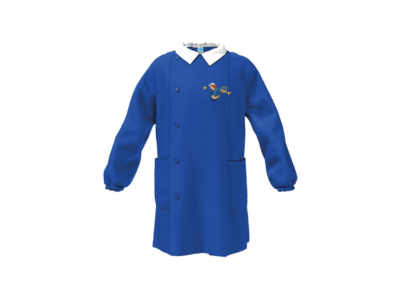 Grembiule scuola bimbo blu con bottoni, taglia 7 anni altezza 122cm