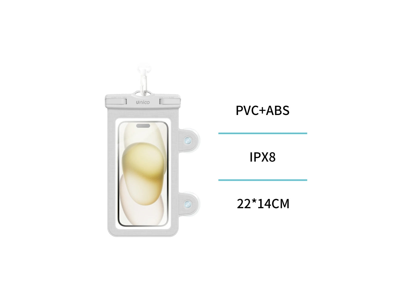 Custodia Impermeabile per Telefono Traversa + Bagno, 2 in 1, Bianco