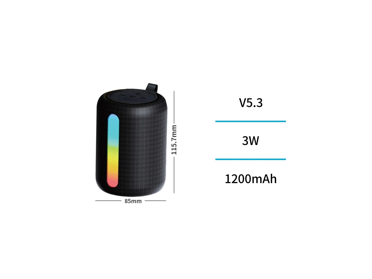 Casse in tessuto, RGB laterale, versione verticale, 3W, nero