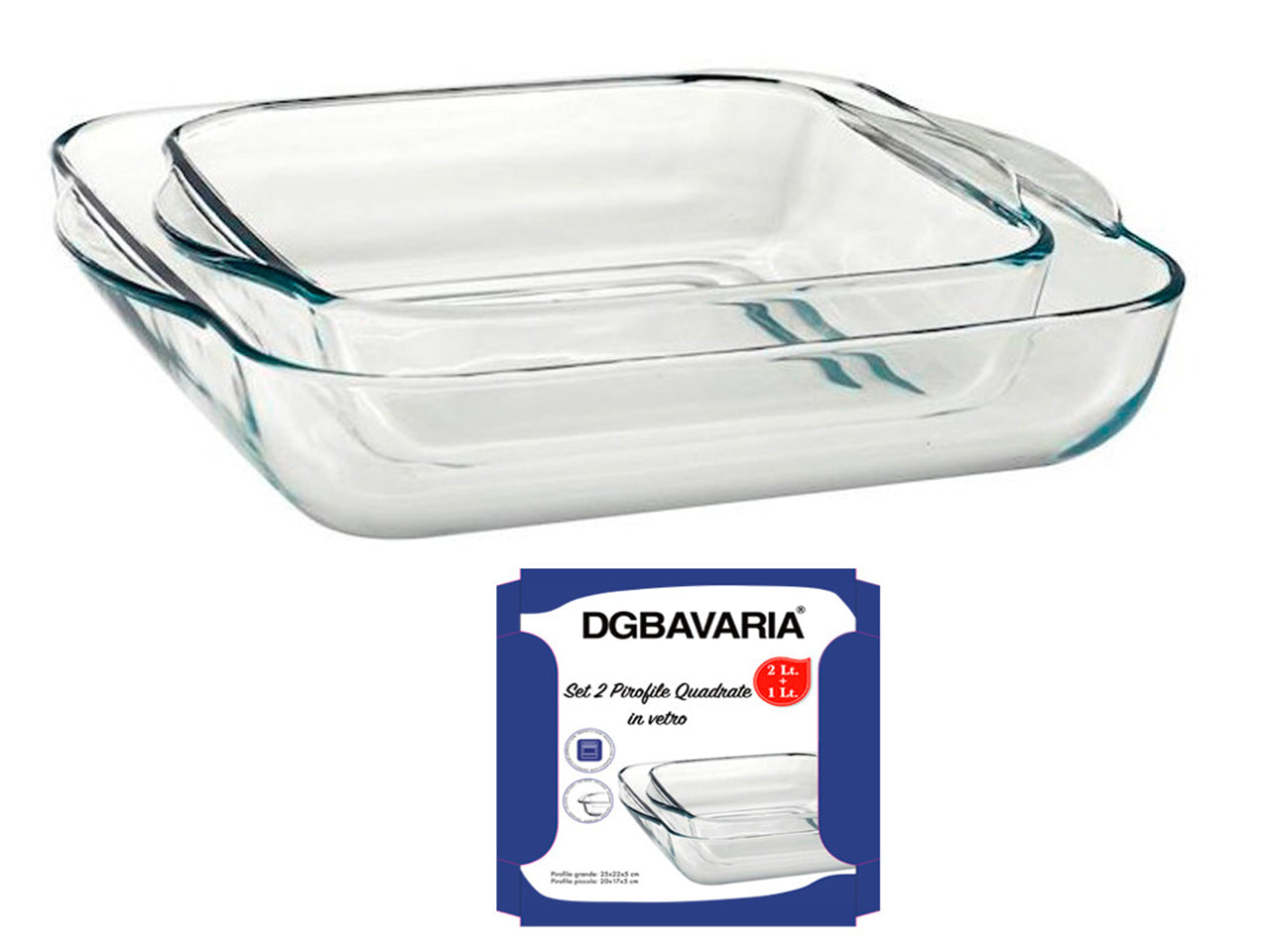 Pirofila quadrata 1,8lt set da 2 pirofile $