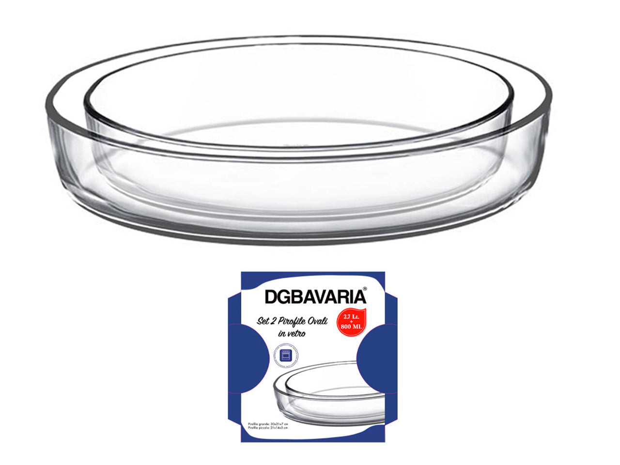 Pirofila ovale 2,4lt set da 2 pirofile $