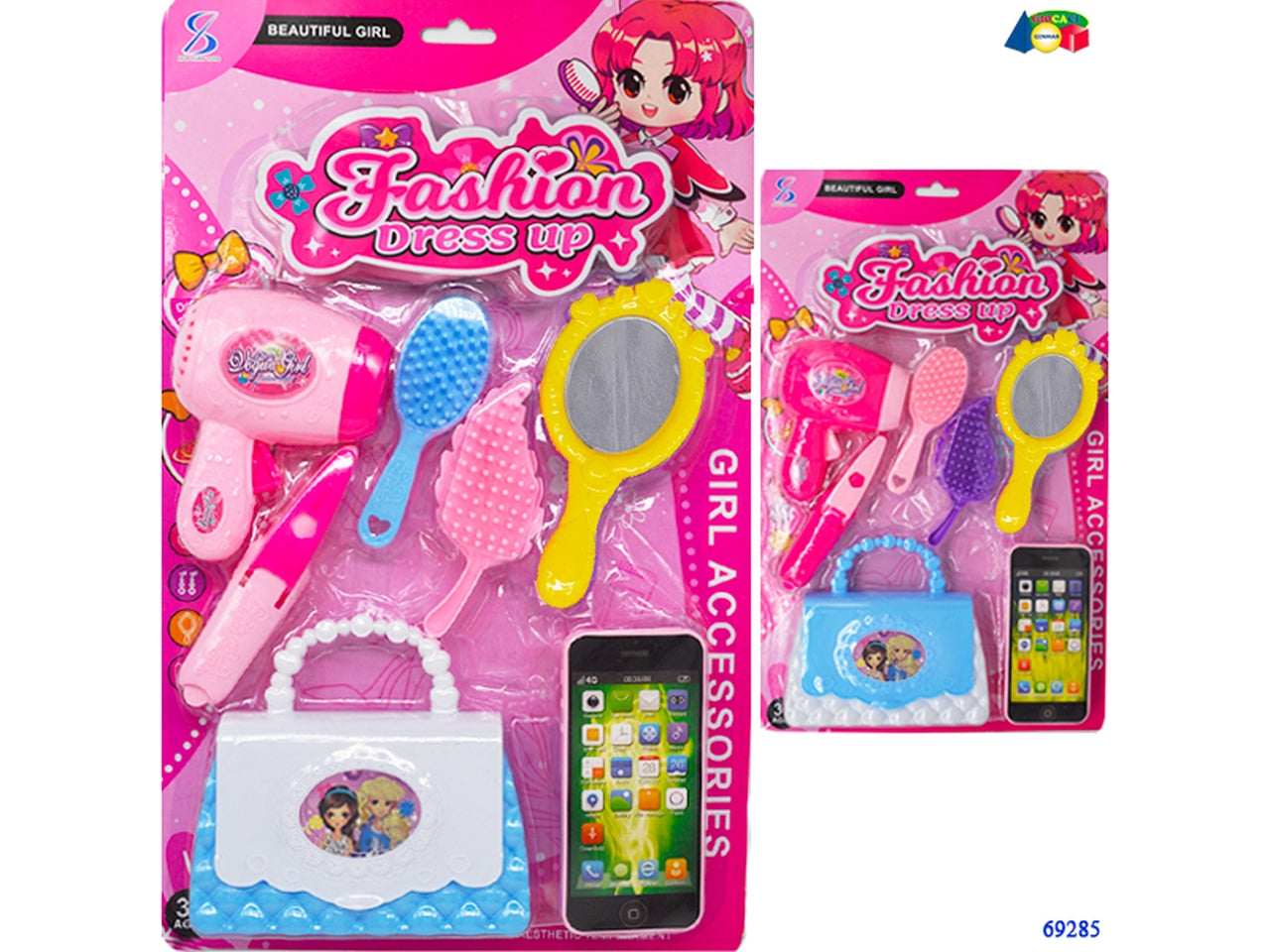 Set bellezza con phon borsetta telefonino assortito