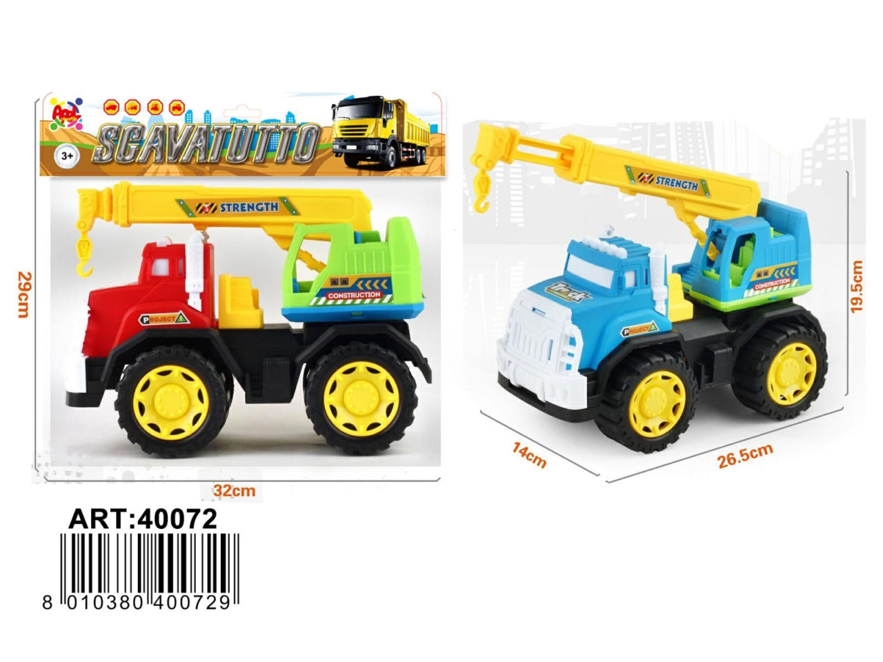 Camion gru Scavatutto, 2 colori assortiti