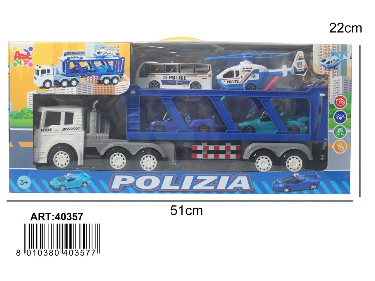 Camion porta auto della Polizia con auto