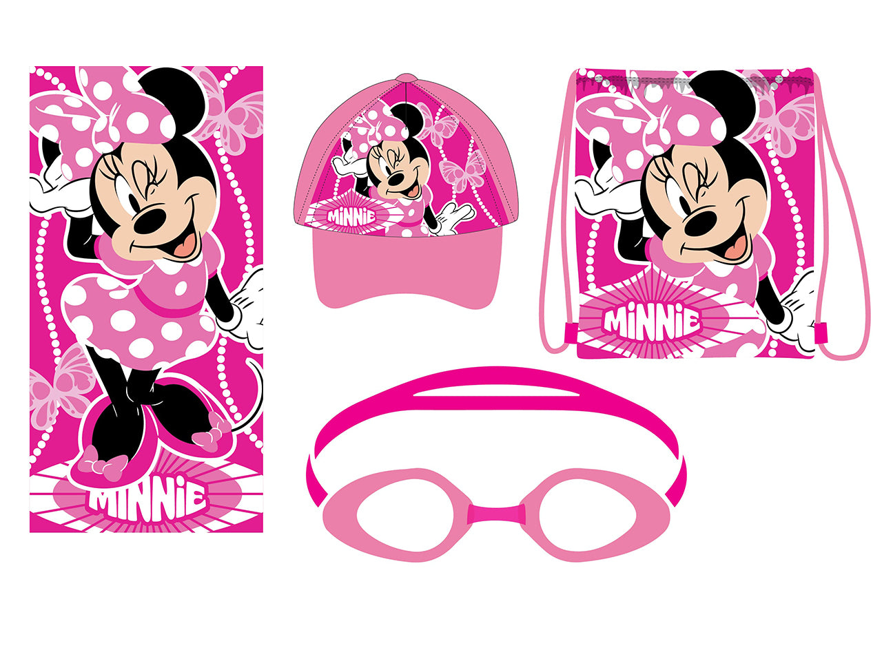 Sacca Minnie con cappellino, telo e occhialini
