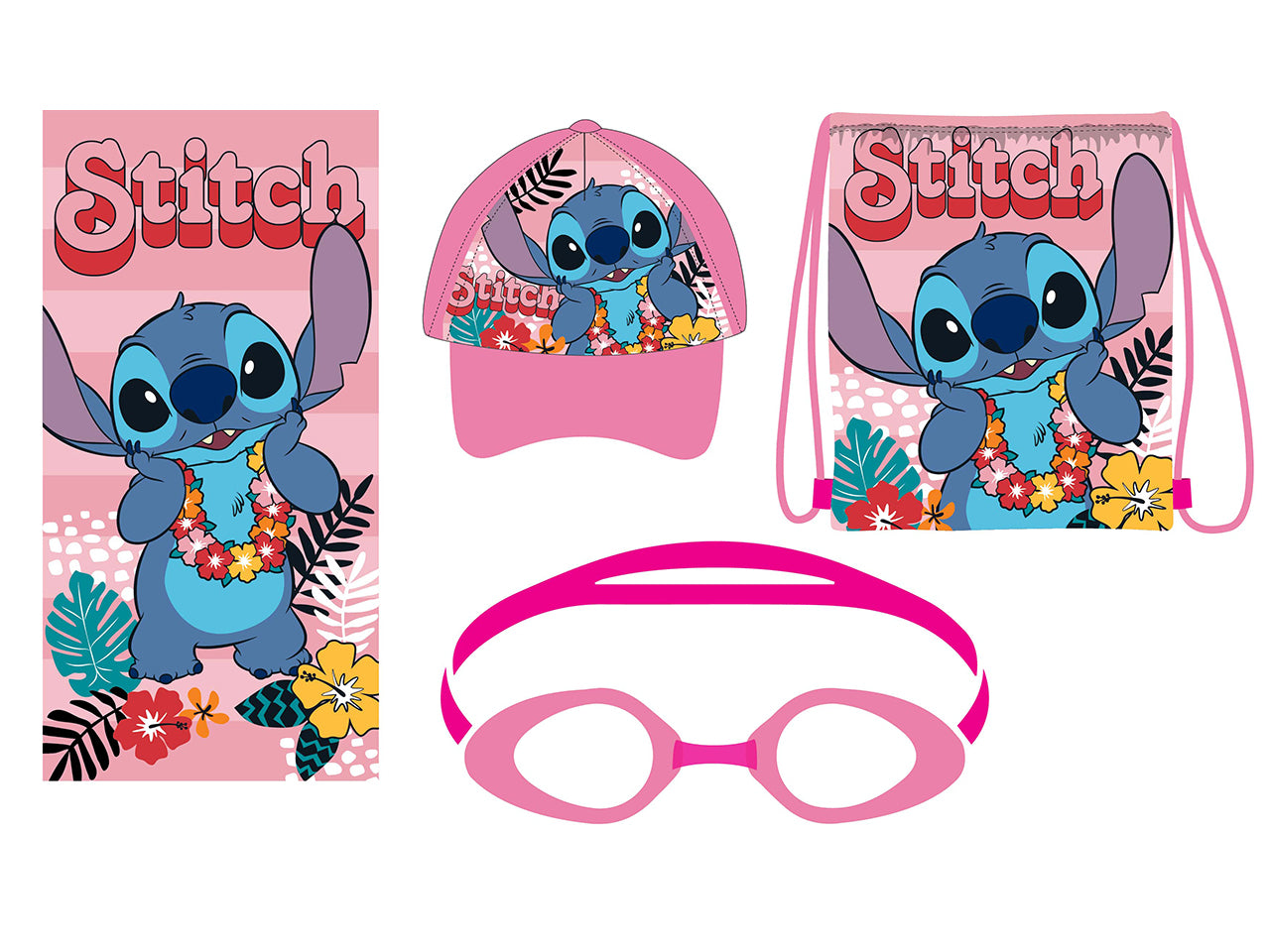 Sacca Stitch Girl con cappellino, telo e occhialini