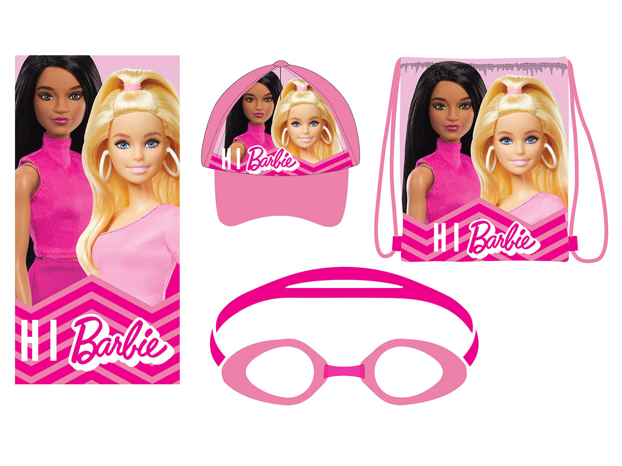 Sacca Barbie con cappellino, telo e occhialini