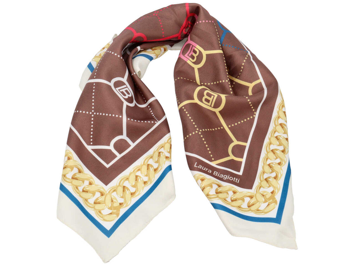 Foulard catena lb multi marrone 53x53cm