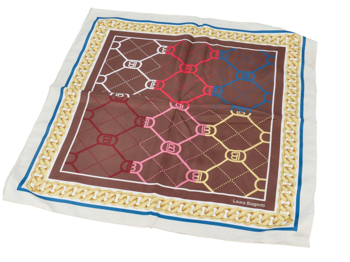 Foulard catena lb multi marrone 53x53cm