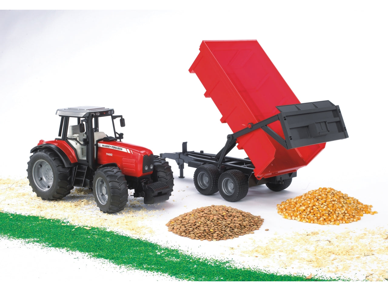 Trattore massey ferguson 7480 con rimorchio