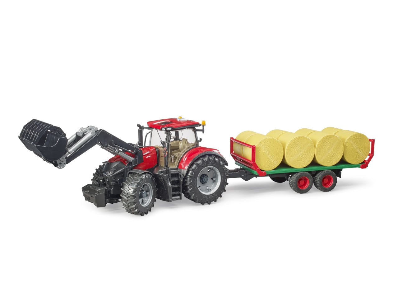Trattore case ih optum 300 cvx con benna e rimorchio porta balle fieno