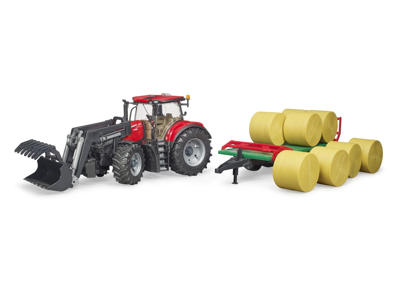 Trattore case ih optum 300 cvx con benna e rimorchio porta balle fieno