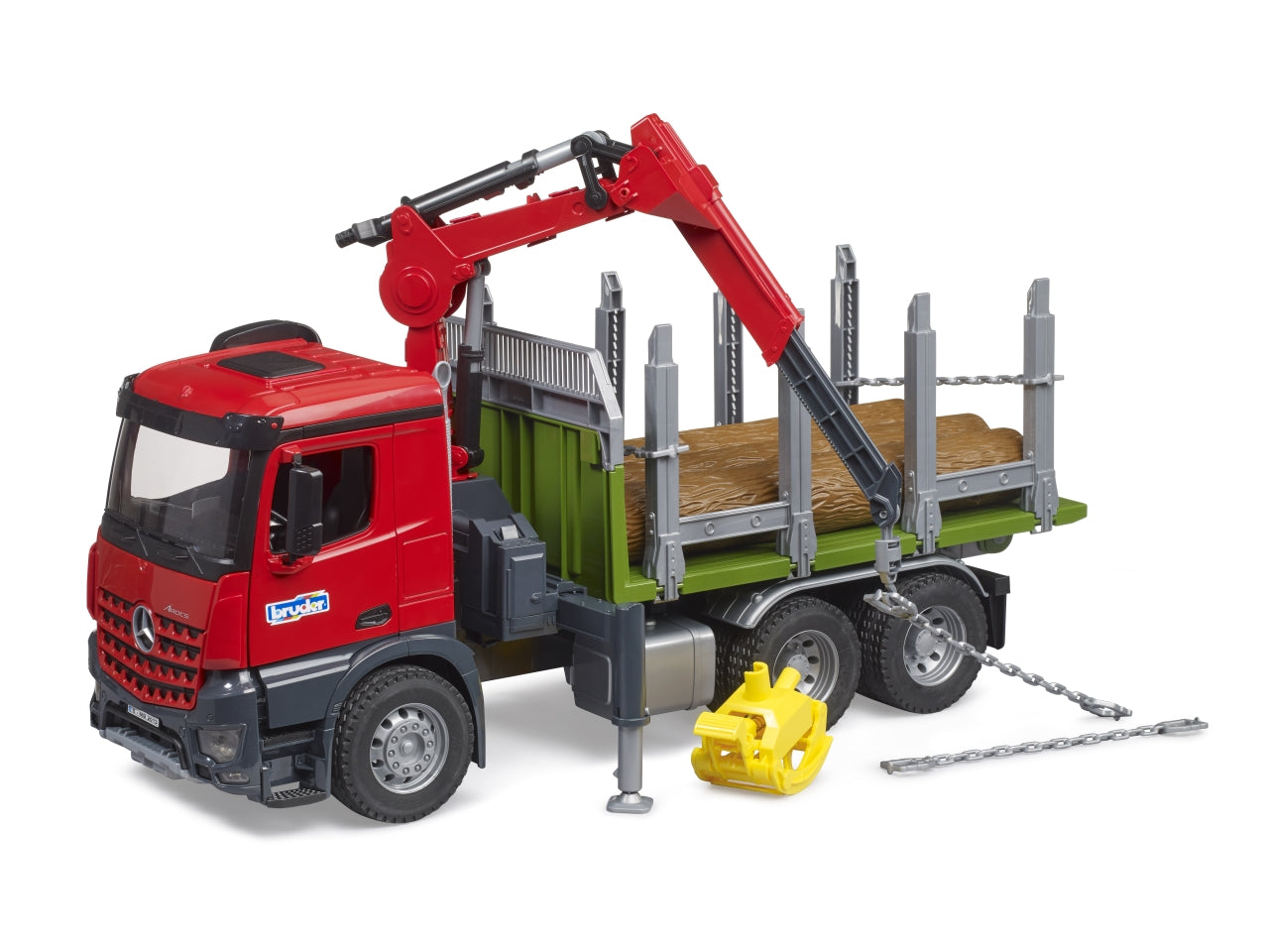 Mb arocs camion trasporto 3 tronchi con gru