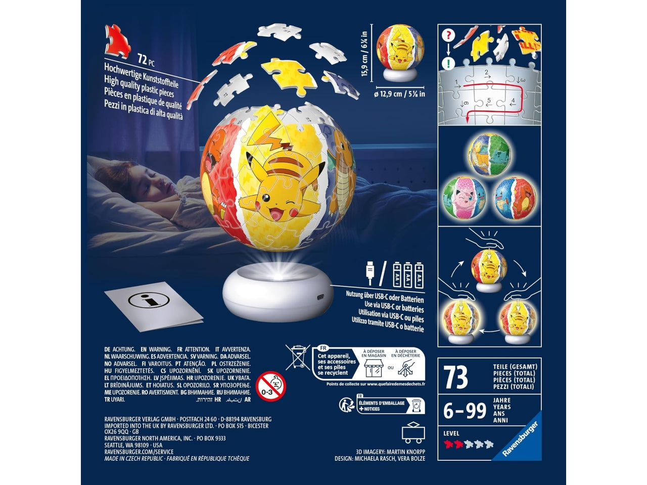 Puzzle 3d puzzle ball nightlight pokÃ©mon