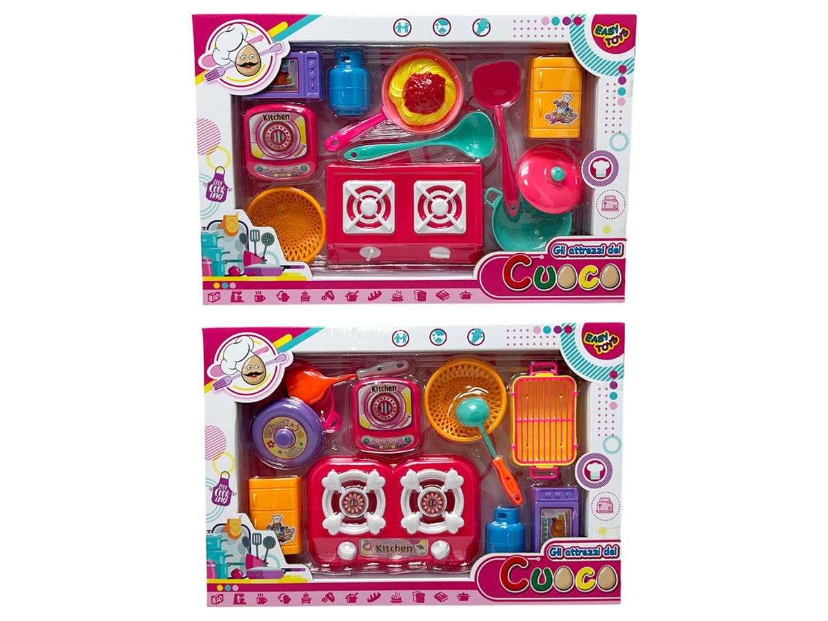 Gioco gli attrezzi del cuoco c/fornello e accessori