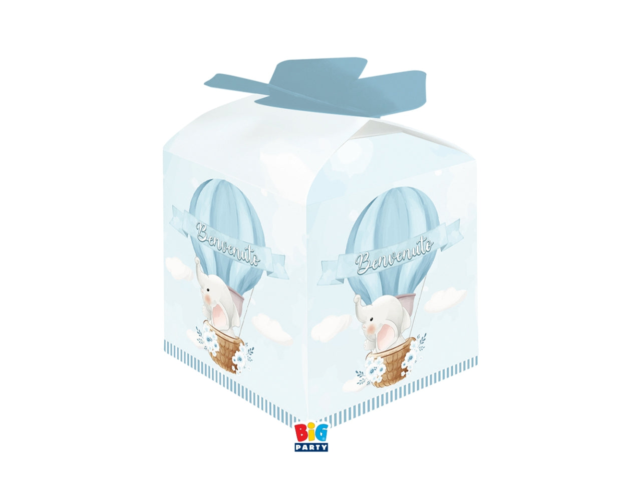 Scatoline portaconfetti Cubetto Fiocco Benvenuto 5x7x5cm set da 10 scatoline