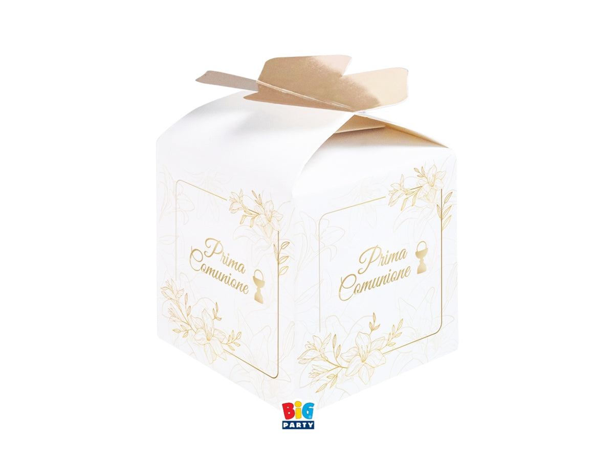 Scatoline portaconfetti Cubetto Fiocco Prima Comunione Elegant set da 10 scatoline