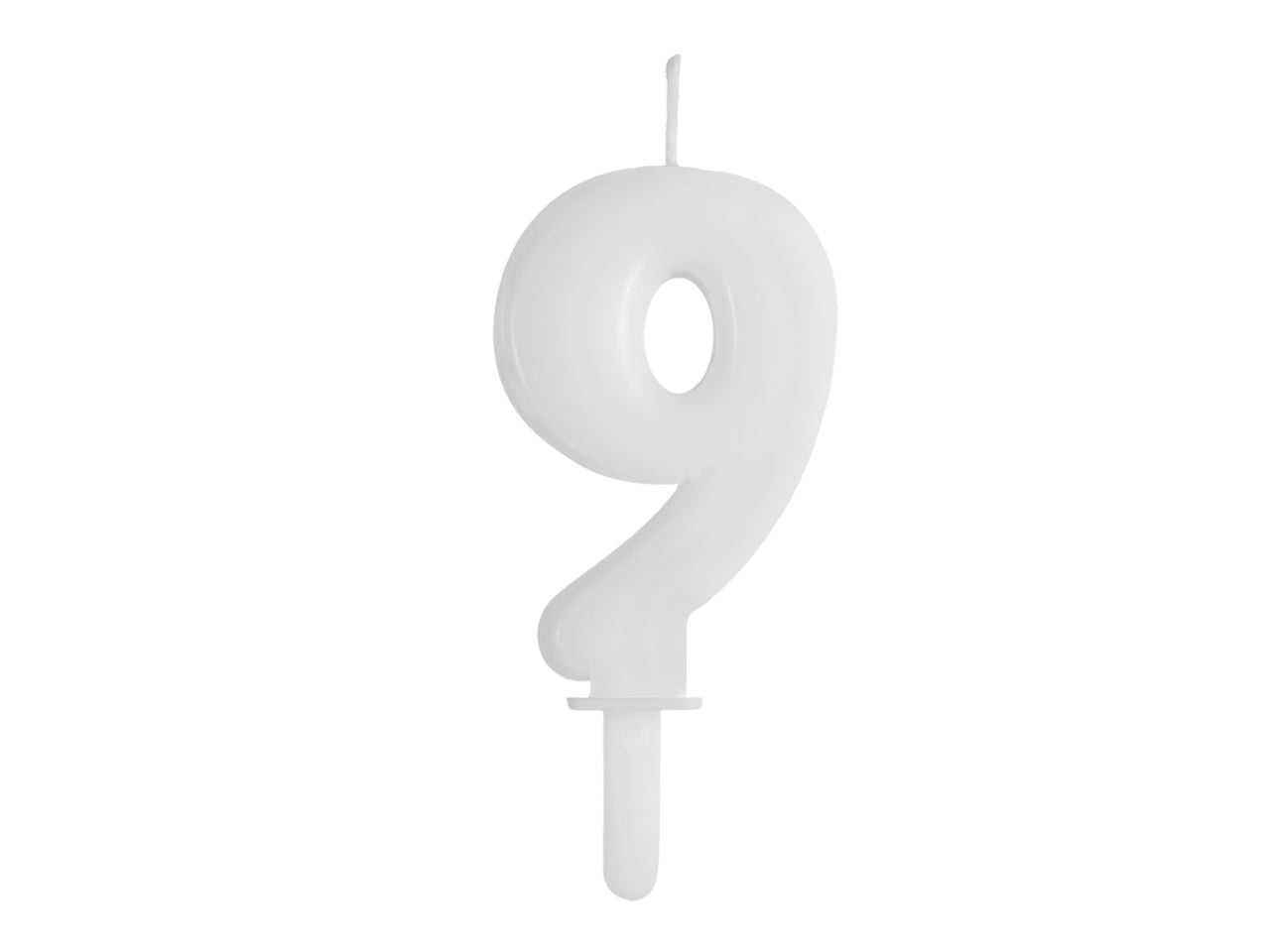 Candelina numero  9 di Cera Tiny Plump Bianco 7cm
