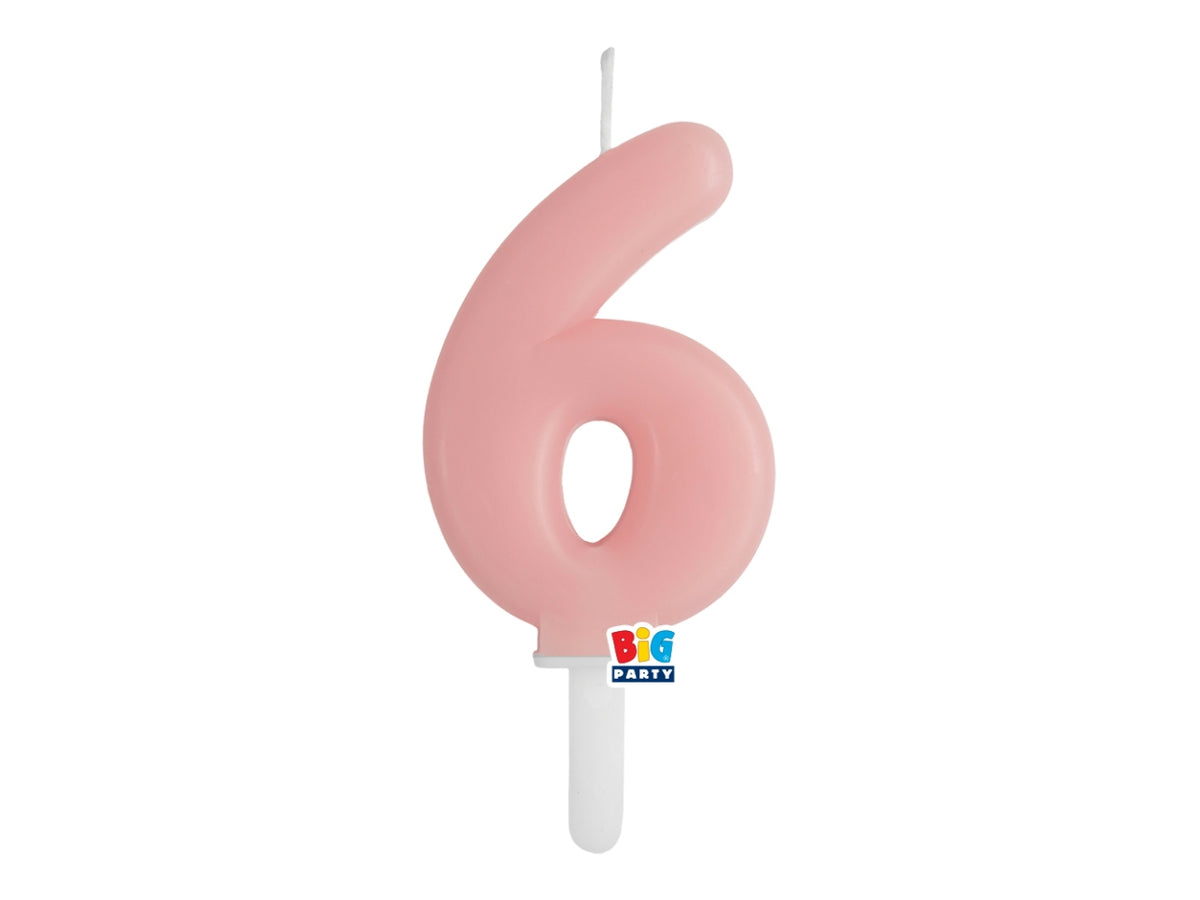 Candelina numero  6 di Cera Tiny Plump Rosa Baby 7cm