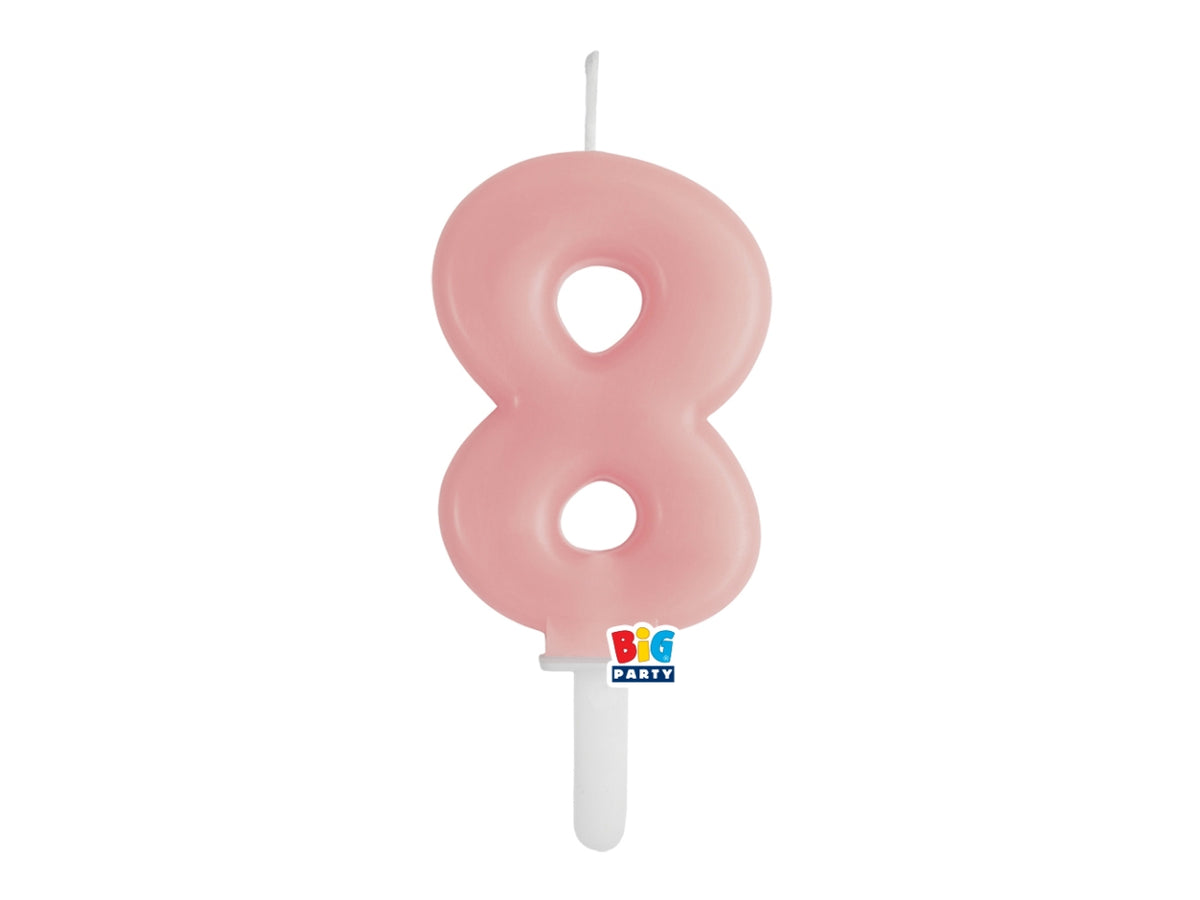 Candelina numero  8 di Cera Tiny Plump Rosa Baby 7cm