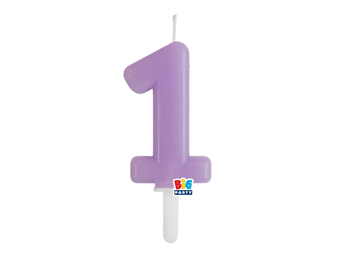 Candelina numero  1 di Cera Tiny Plump Lilla 7cm