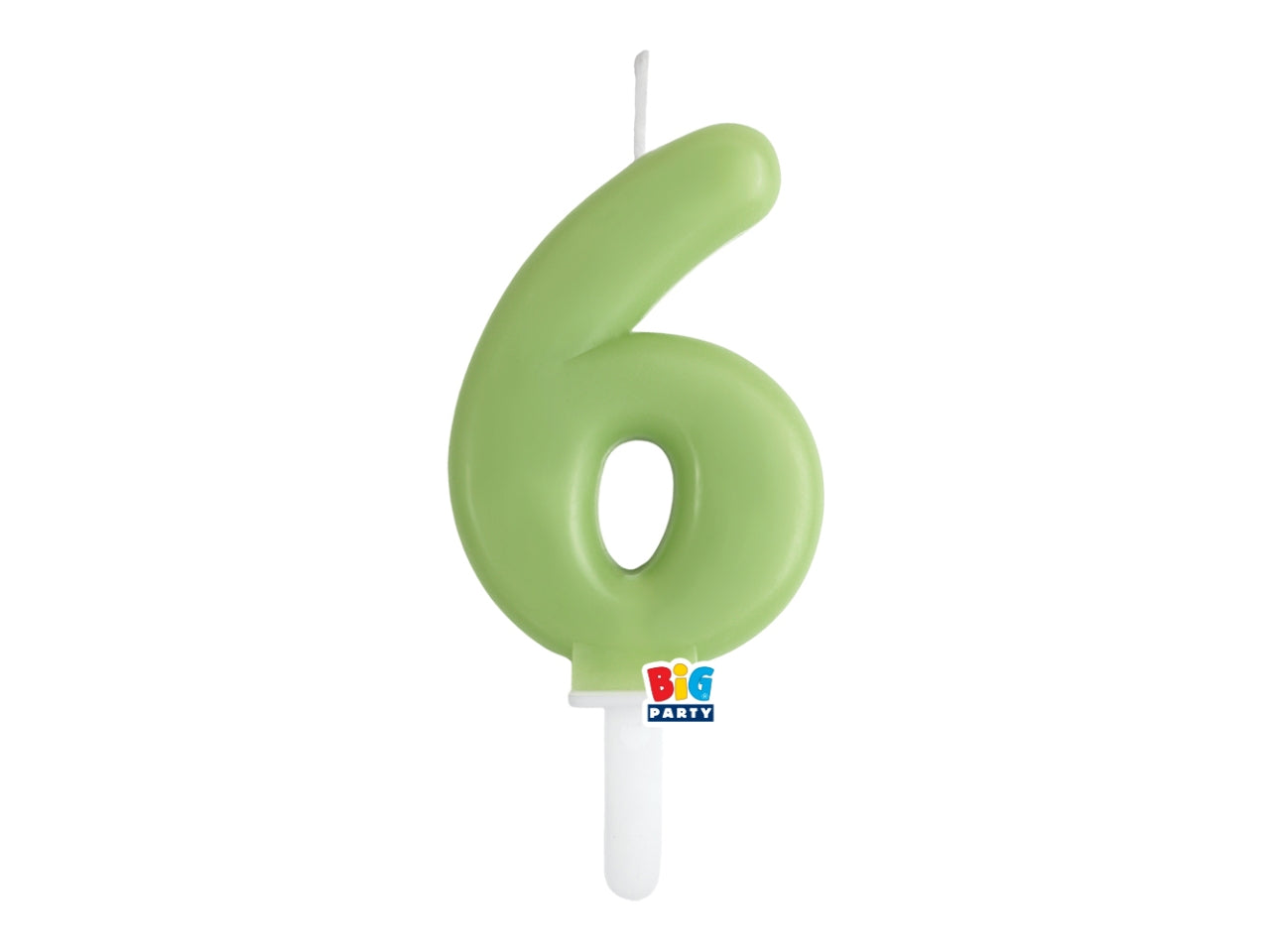 Candelina numero  6 di Cera Tiny Plump Verde Oliva 7cm
