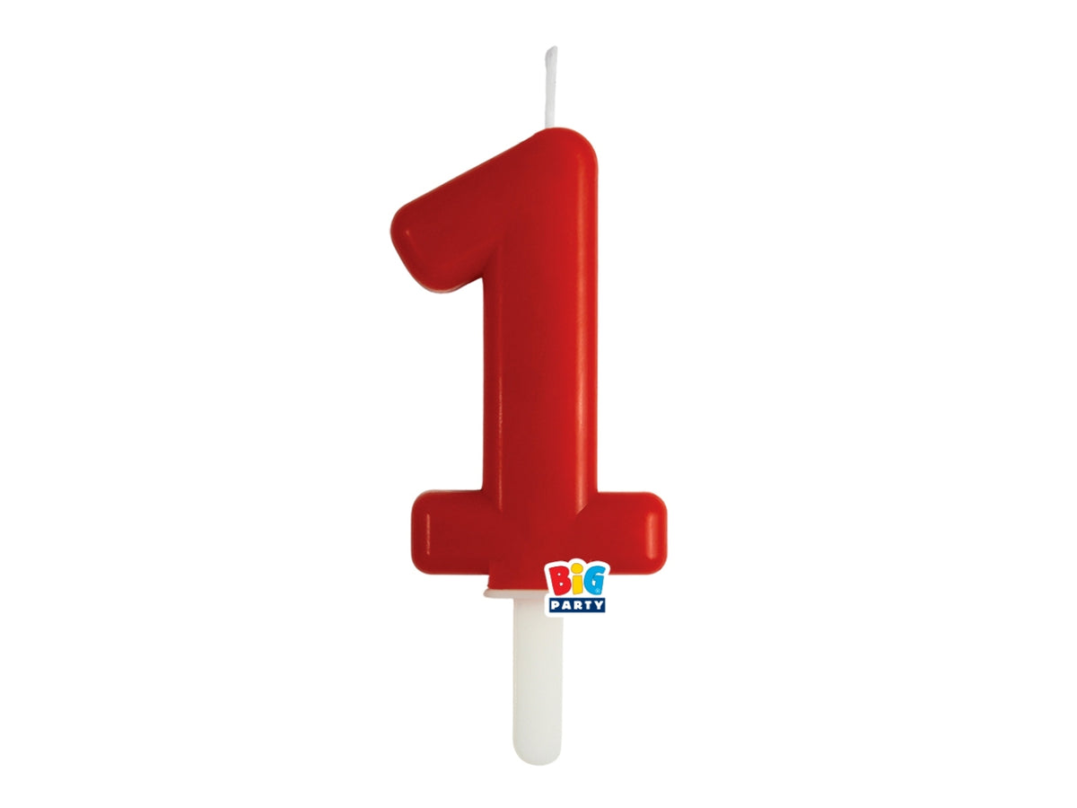Candelina numero  1 di Cera Tiny Plump Rosso 7cm